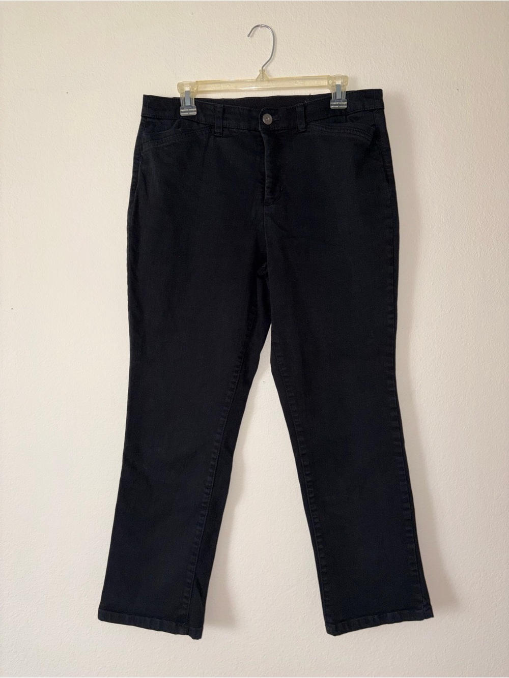 Signature Slimming by Christopher Banks Straight-Leg Black Jeans 12 Short pants